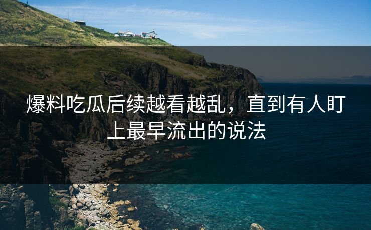 爆料吃瓜后续越看越乱，直到有人盯上最早流出的说法